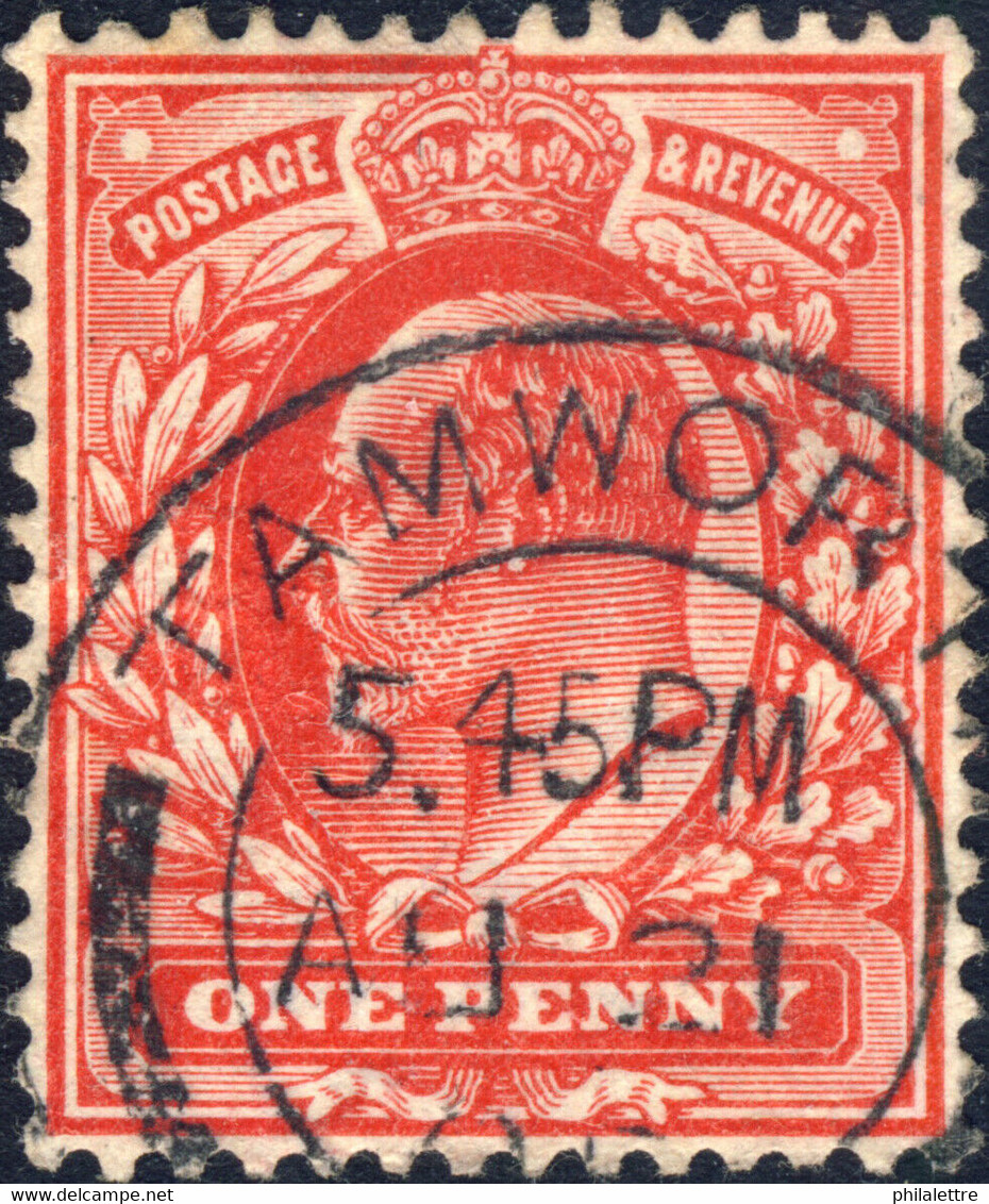 GB SG219 KEVII 1d Scarlet Used "TAMWORTH" (Staffs) 1905 Double Circle CDS - Used Stamps