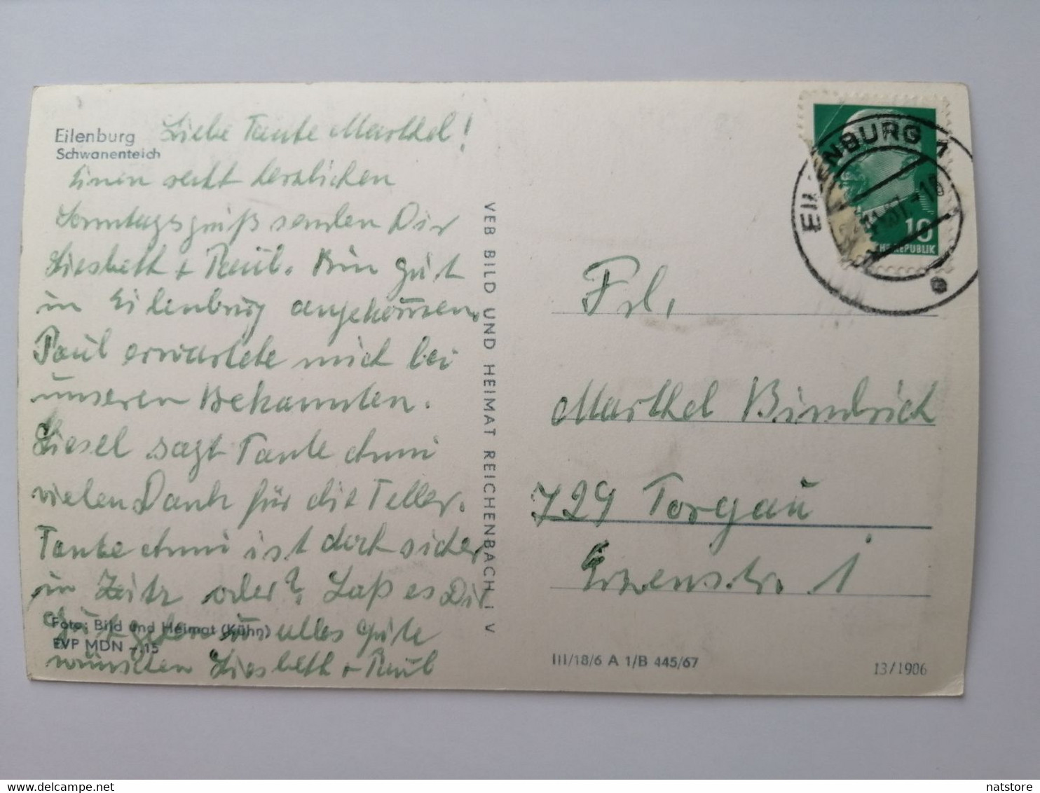 1967..GERMANY..VINTAGE POSTCARD WITH STAMPS..SCHWANNENTEICH - Eilenburg