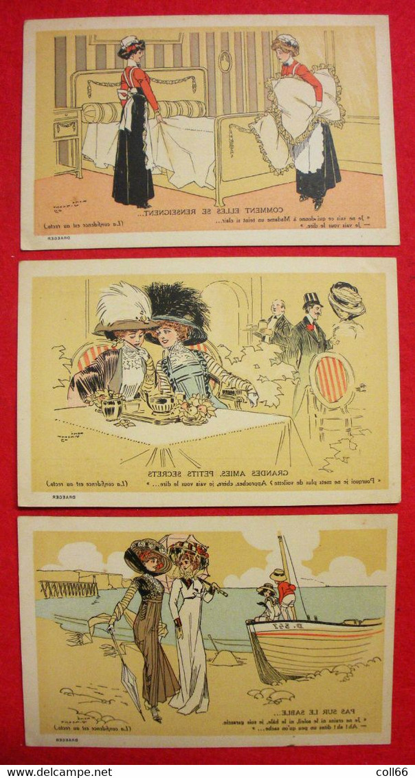 Publicité  Crème Malaceïne 3 Cartes Illustrées Par René Vincent 1909 éditeur Draeger Dos Scanné - Vincent P.