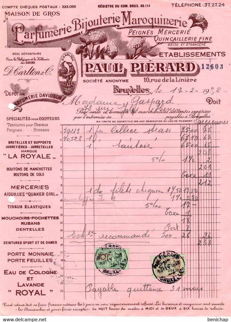 Parfumerie - Bijouterie - Maroquinerie - Mercerie - Quincaillerie - Ets. Paul Piérard - Bruxelles 1958. - Drogerie & Parfümerie