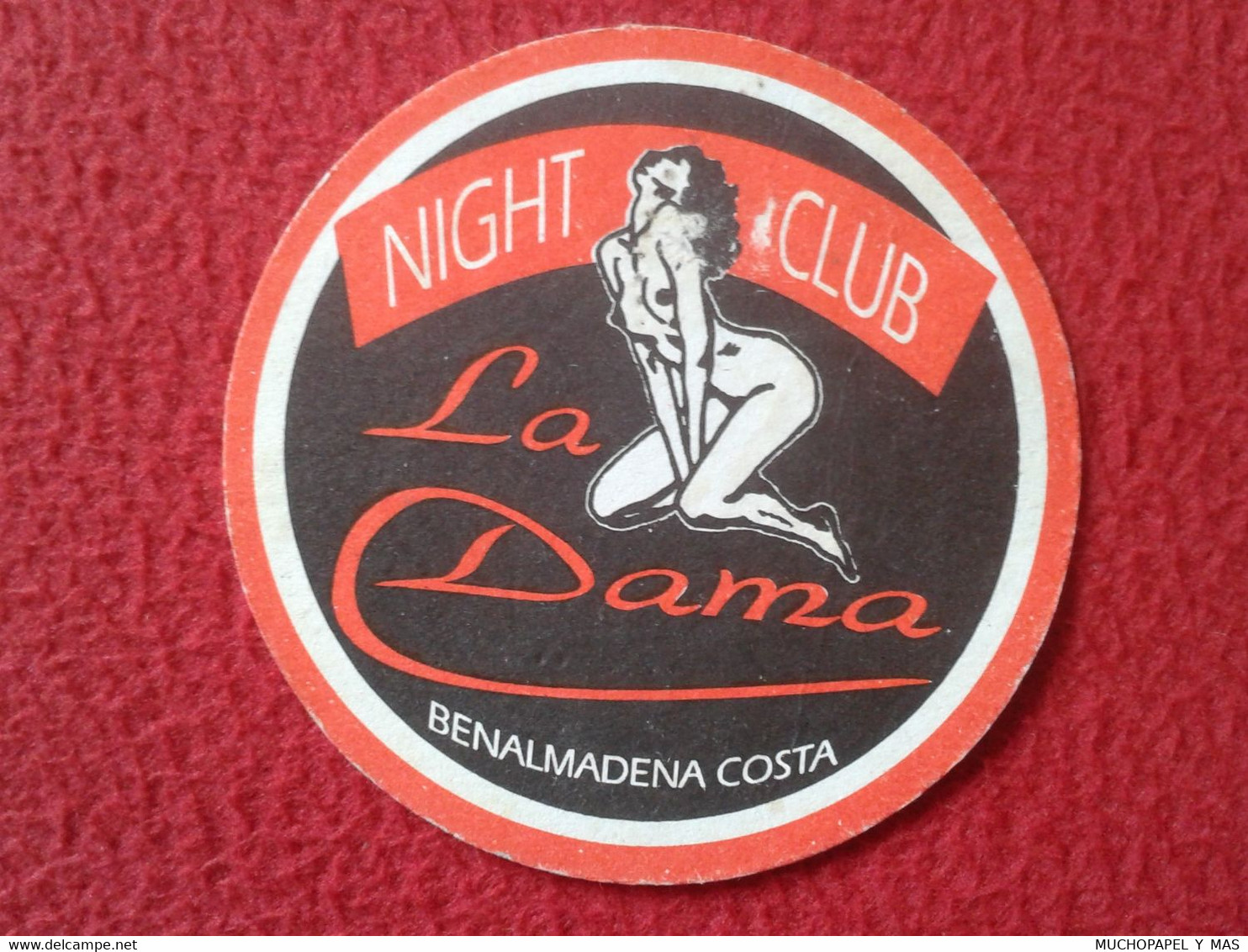 SPAIN POSAVASOS COASTER MAT ADVERTISING PUBLICIDAD NIGHT CLUB LA DAMA BENALMADENA COSTA MÁLAGA NUDE NAKED WOMAN FEMME... - Portavasos