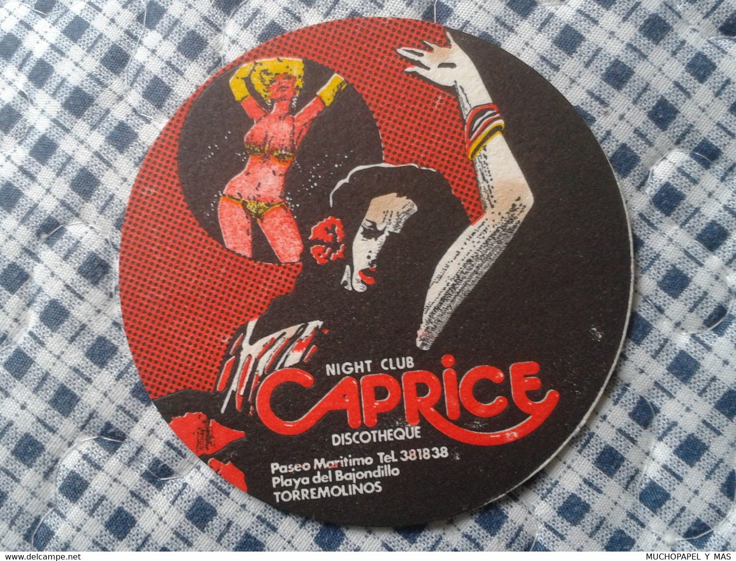 SPAIN POSAVASOS COASTER MAT ADVERTISING PUBLICIDAD NIGHT CLUB CAPRICE DISCO DISCOTHEQUE DISCOTECA TORREMOLINOS MÁLAGA... - Portavasos