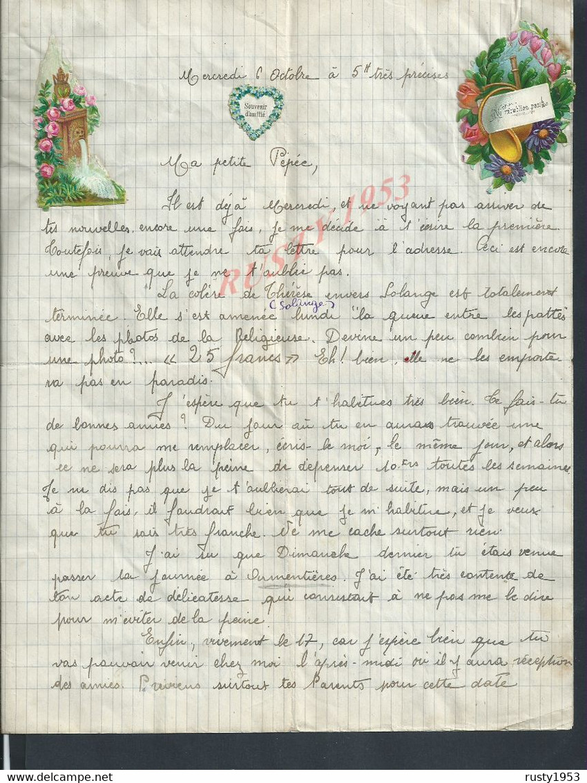 ANCIENNE LETTRE SUR DIVERS RECITS ET DECOUPIS FLEURS ECT PARLE DE ARMENTIERE DE PARIS & LISIEUX LIRE : - Flores