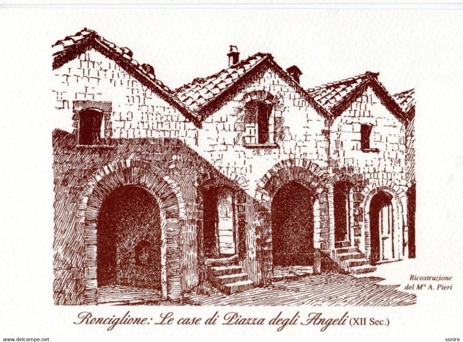 RONCIGLIONE - LE CASE DI PIAZZA DEGLI ANGELI - DISEGNO A CHINA DEL MAESTRO A.PIERI - VITERBO - NVG FG - C227 - Viterbo