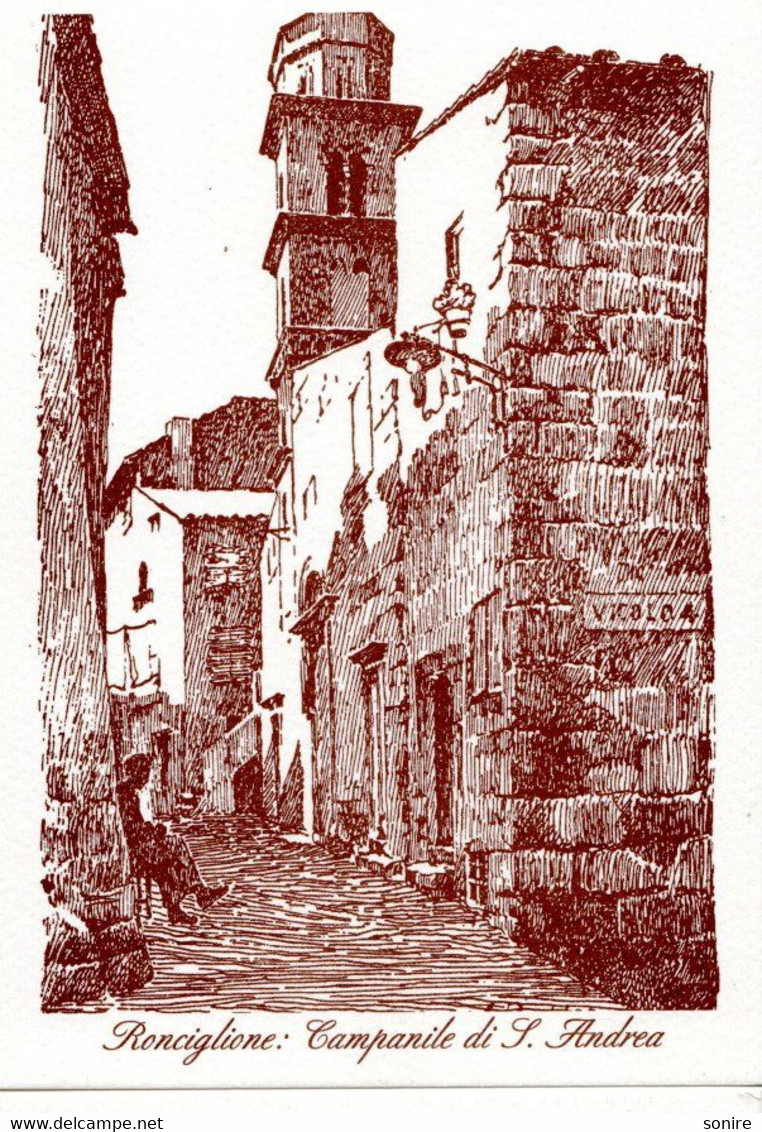 RONCIGLIONE - CAMPANILE DI S.ANDREA - DISEGNO A CHINA DEL MAESTRO A.PIERI - VITERBO - NVG FG - C229 - Viterbo