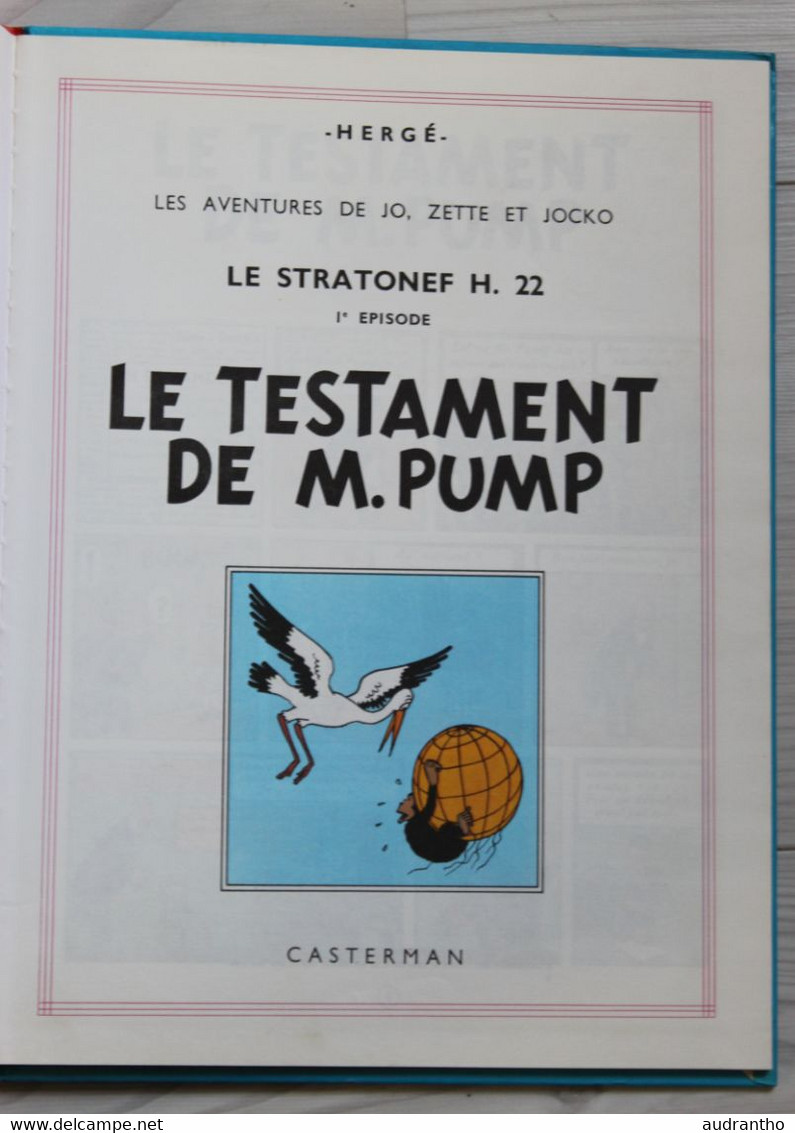 BD 1966 Les Aventures De Jo Zette Et Jocko Hergé Casterman Le Testament De M. Pump - Jo, Zette & Jocko