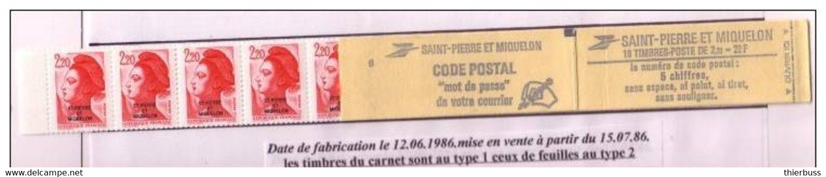 2F20 LIBERTE Carnet De St Pierre ET MIQUELON - Postzegelboekjes