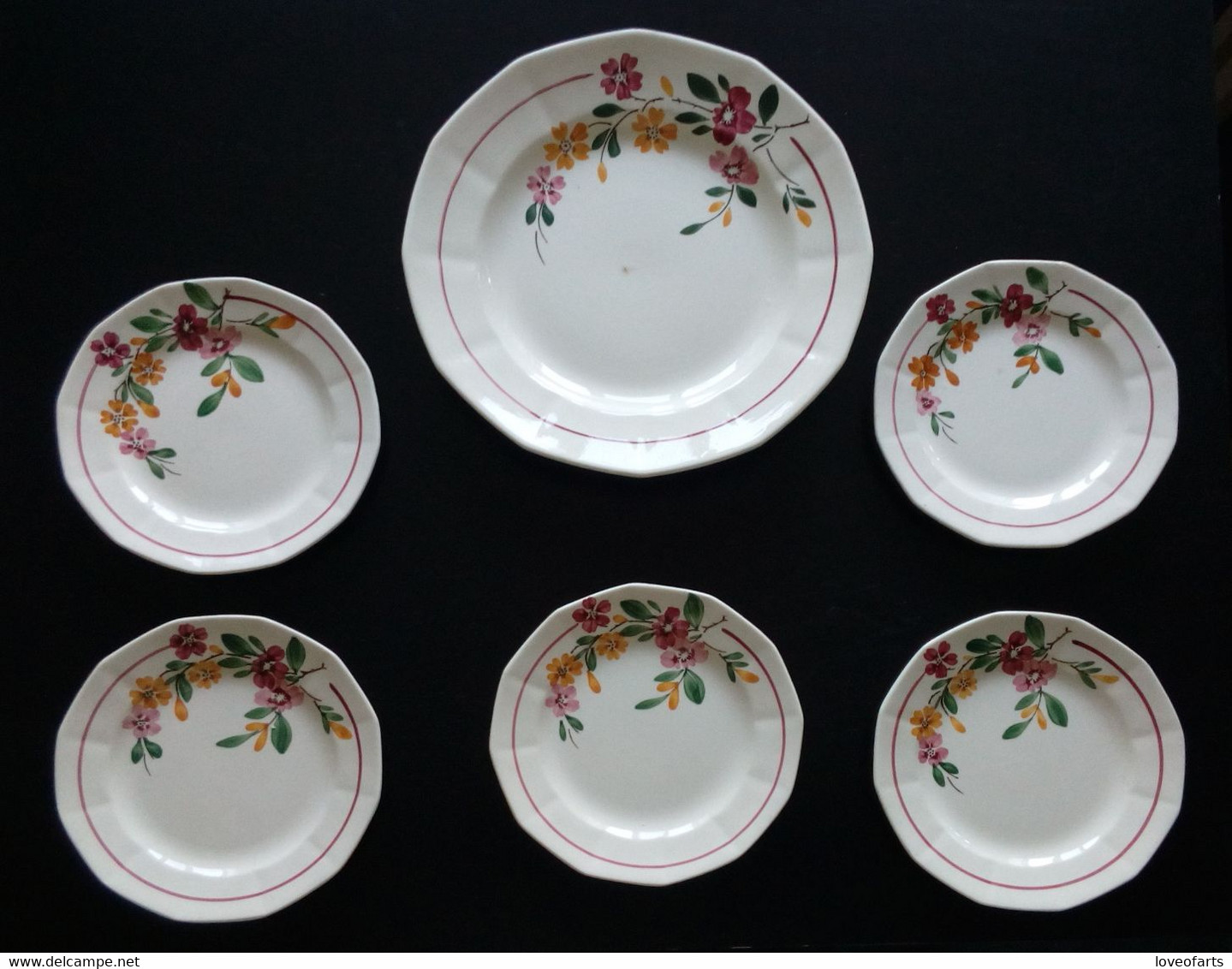 6 ASSIETTES FLEURS - SARREGUEMINES BITCHE 1930 - Sarreguemines (FRA)