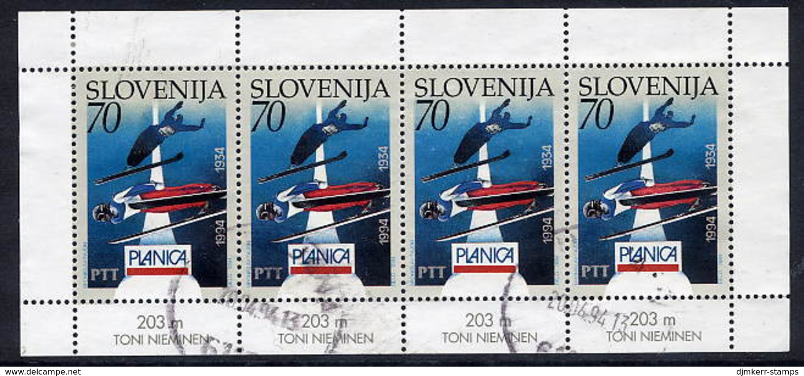 SLOVENIA 1994 Ski Jump Championships With Marginal Inscription  Postally Used Sheetlet.  Michel 78 Kb II - Slovenië