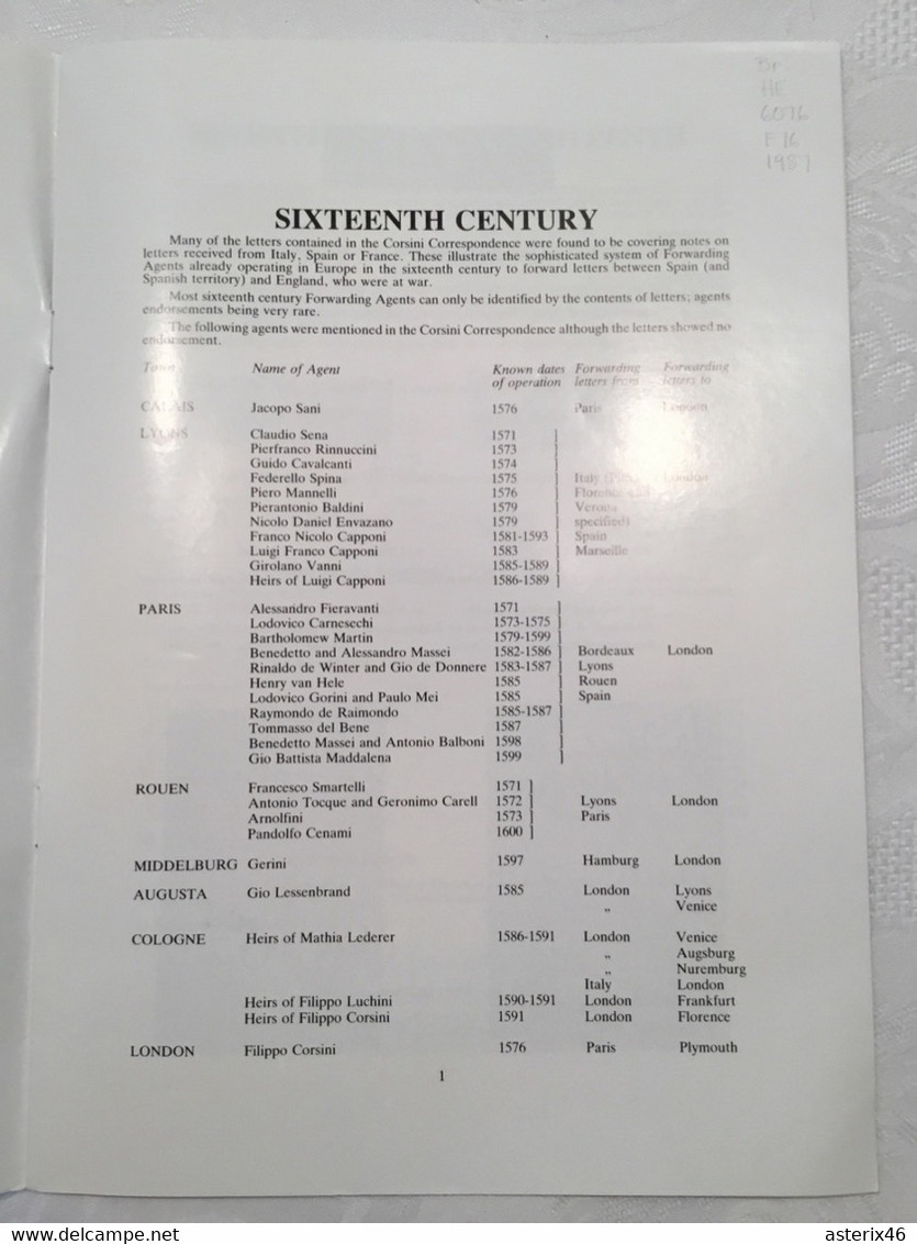 The Development Of European Forwarding Agents Robson Lowe 1987 - Prefilatelie