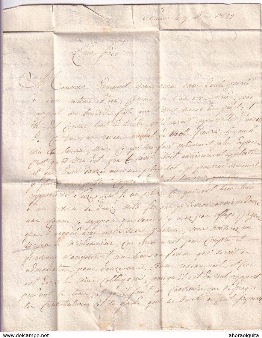 DDY 293 - Lettre Précurseur - Mention Pressée - SORINNE Via DINANT 1822 à PHILIPPEVILLE - Famille De Robaulx De Soumoy - 1815-1830 (Hollandse Tijd)