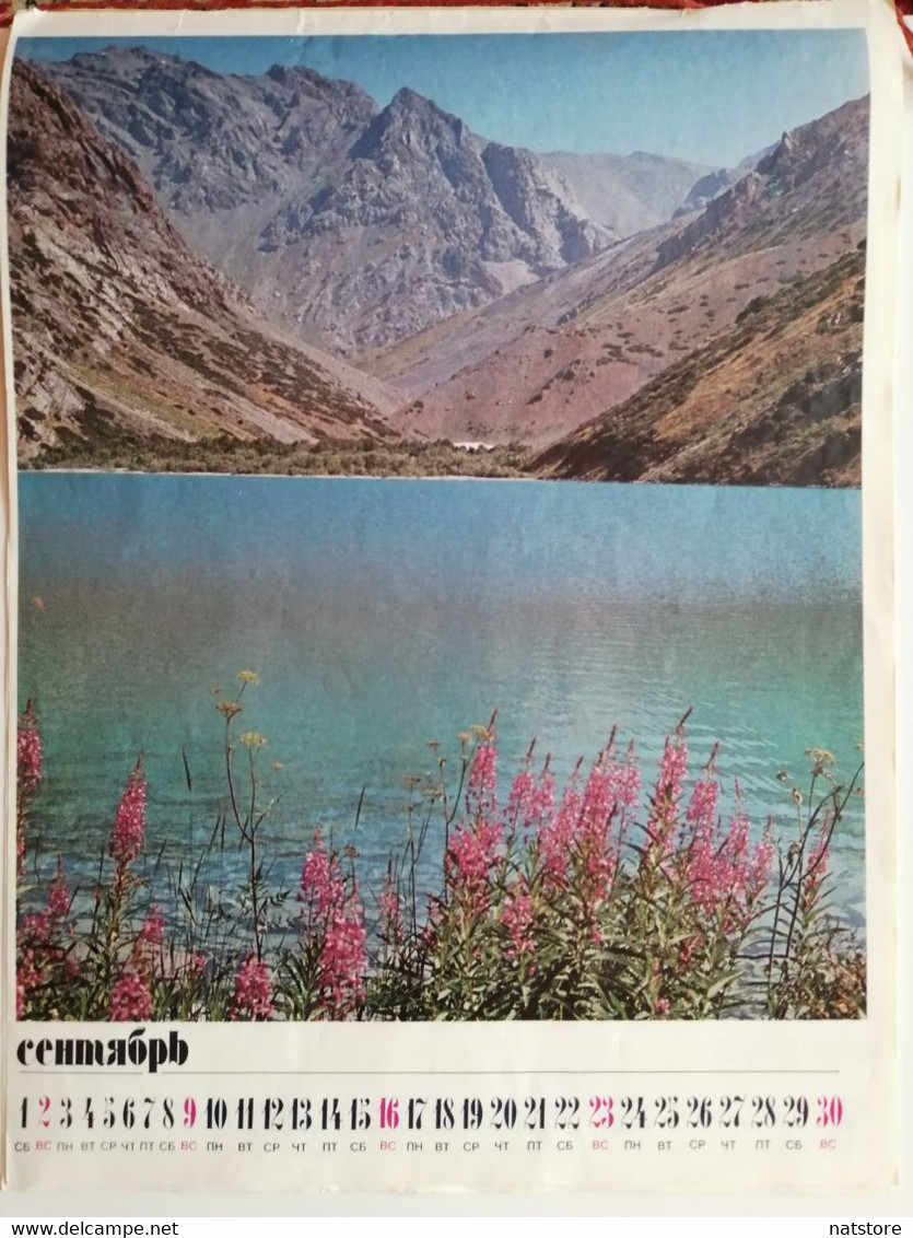 1990..USSR.. VINTAGE CALENDAR..NATURE RESERVES OF KAZAKHSTAN..AKSU-DZHABAGLY - Grand Format : 1981-90