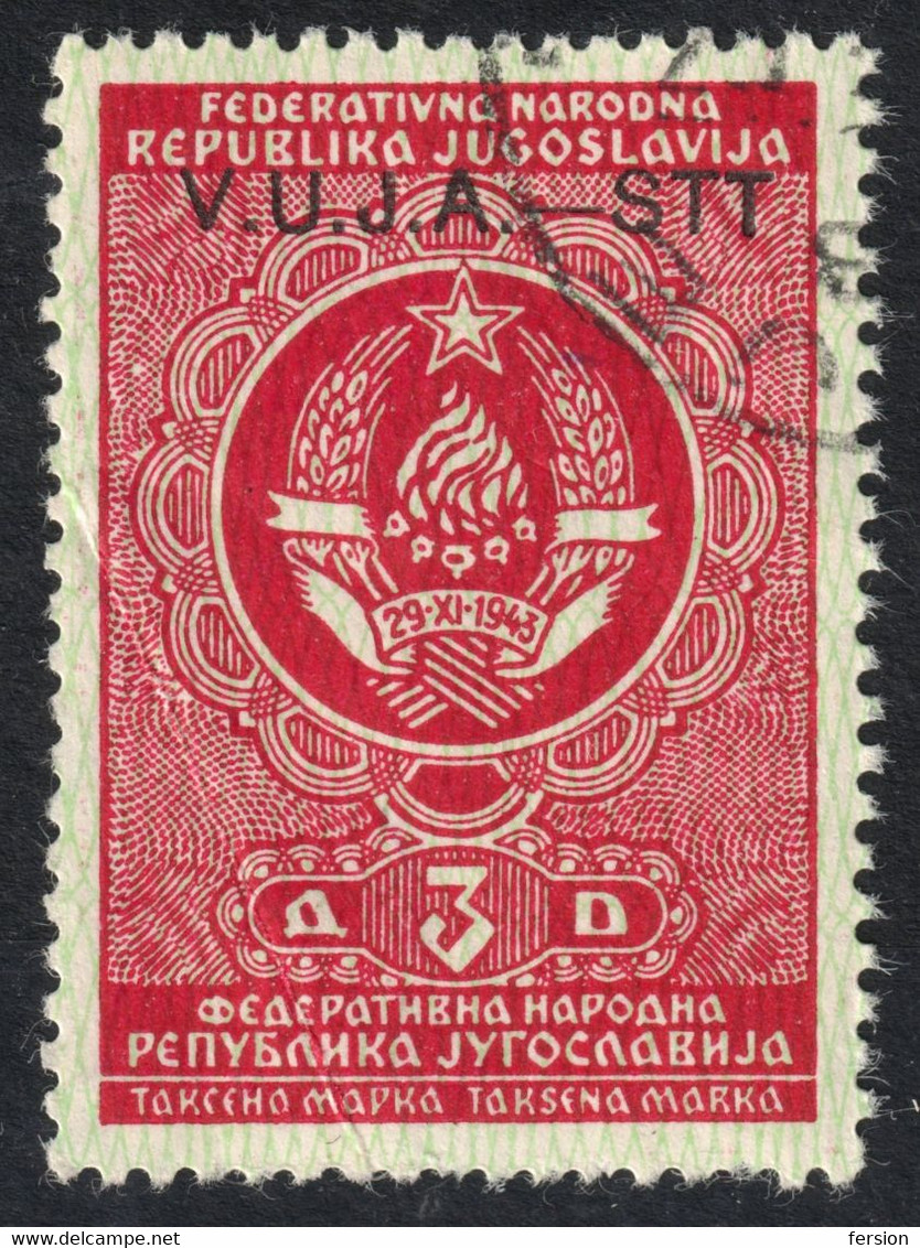 Revenue Tax TRIESTE Zone B STT VUJNA VUJA 1948 1954 Yugoslavia Italy - Overprint - USED 3 Din / Cat. BAREFOOT No. 32 - Usati