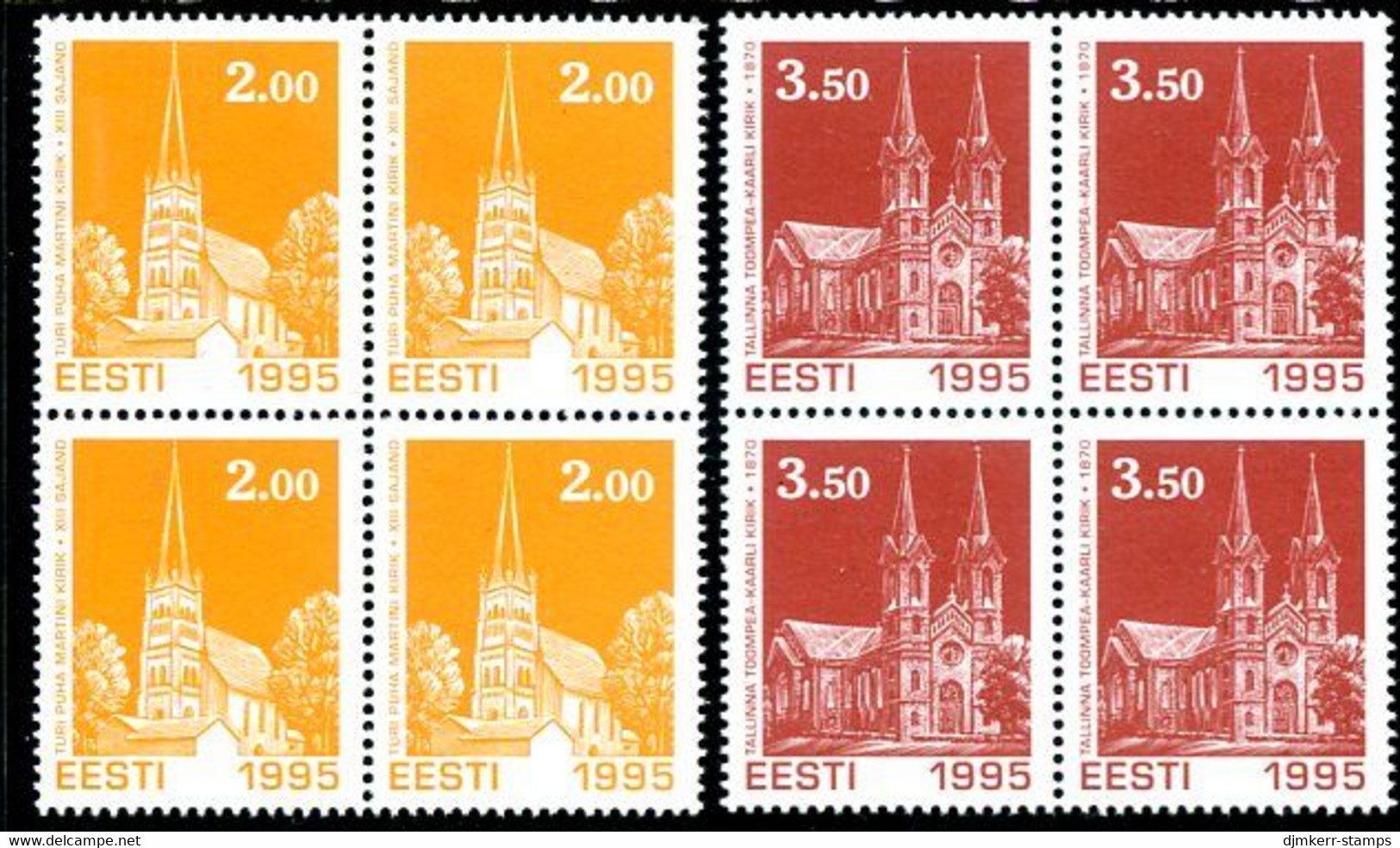 ESTONIA 1995 Christmas Blocks Of 4 MNH / **.  Michel 270-71 - Estonia