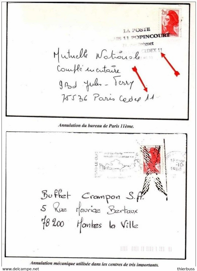 2F20 2376 LIBERTE 4 Lettres Avec Annulations Peu Communes - Brieven En Documenten