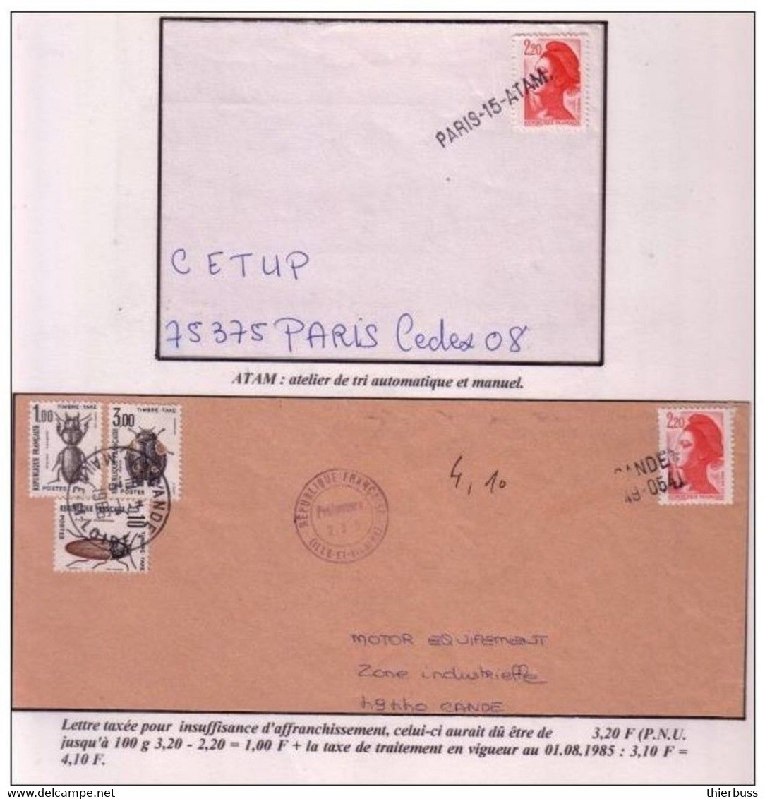 2F20 2376 LIBERTE 4 Lettres Avec Annulations Peu Communes - Covers & Documents