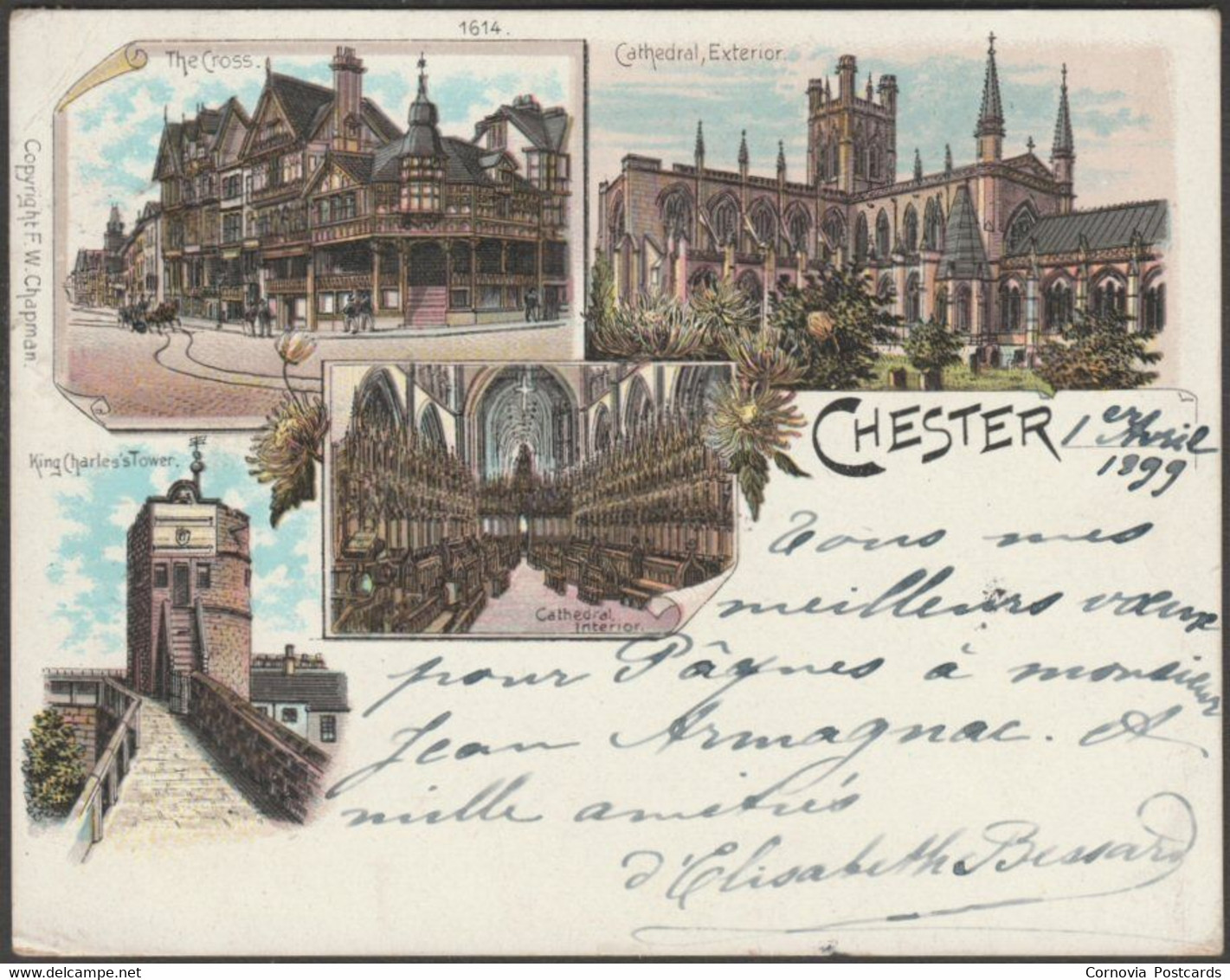 Court Card, Multiview, Chester, Cheshire, 1899 - FW Chapman Postcard - Chester