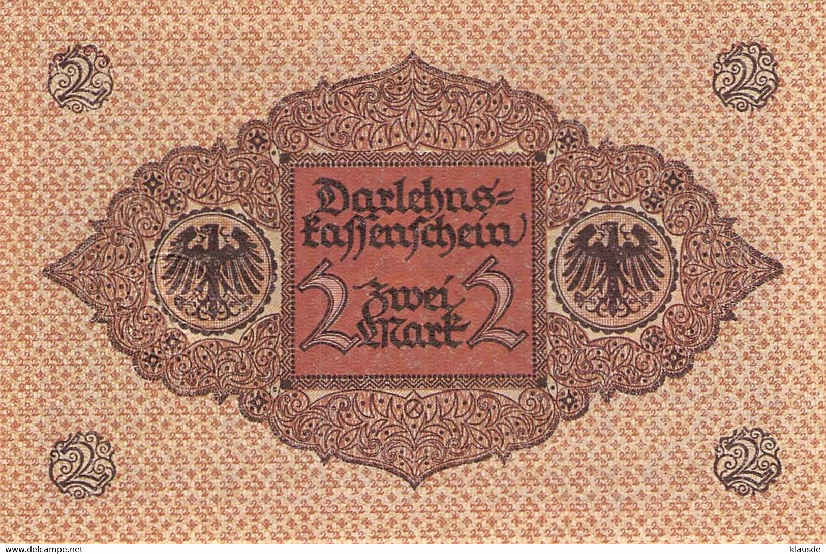 2 Mark 1920 Deutsche Reichsbanknote AU/EF (II) Darlehenskassenschein - 2 Mark