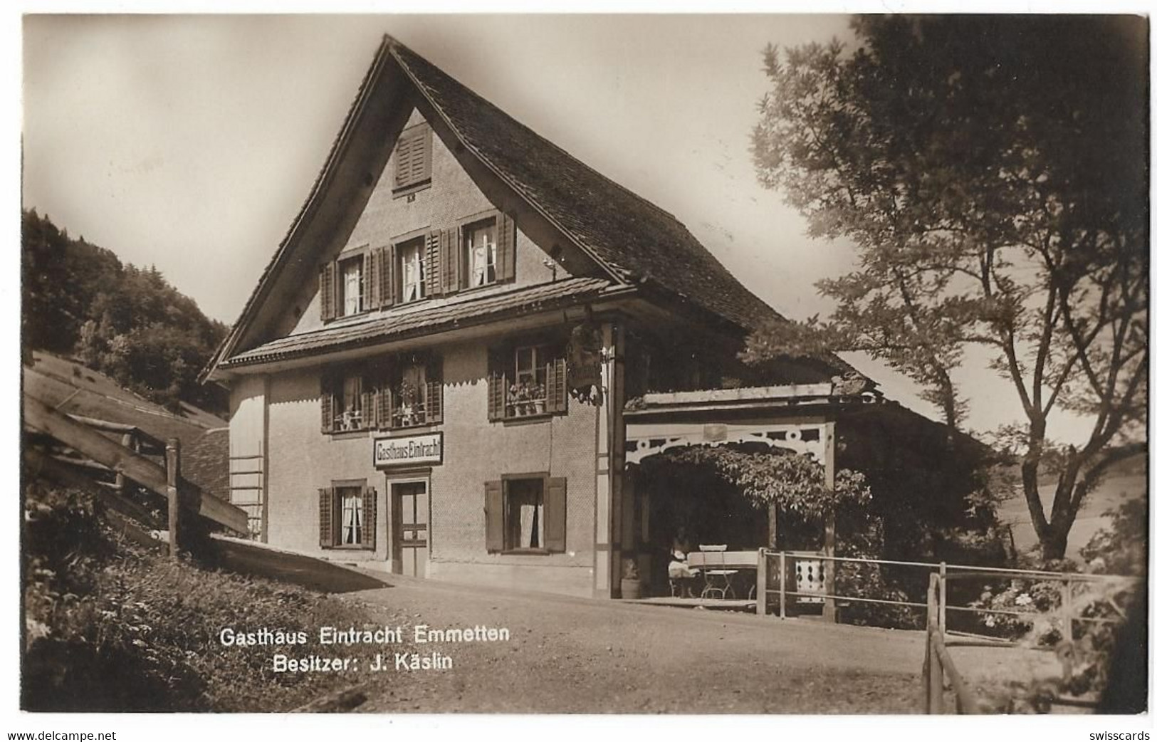 EMMETTEN: Gasthaus Eintracht, J.Käslin, Foto-AK ~1925 - Emmetten