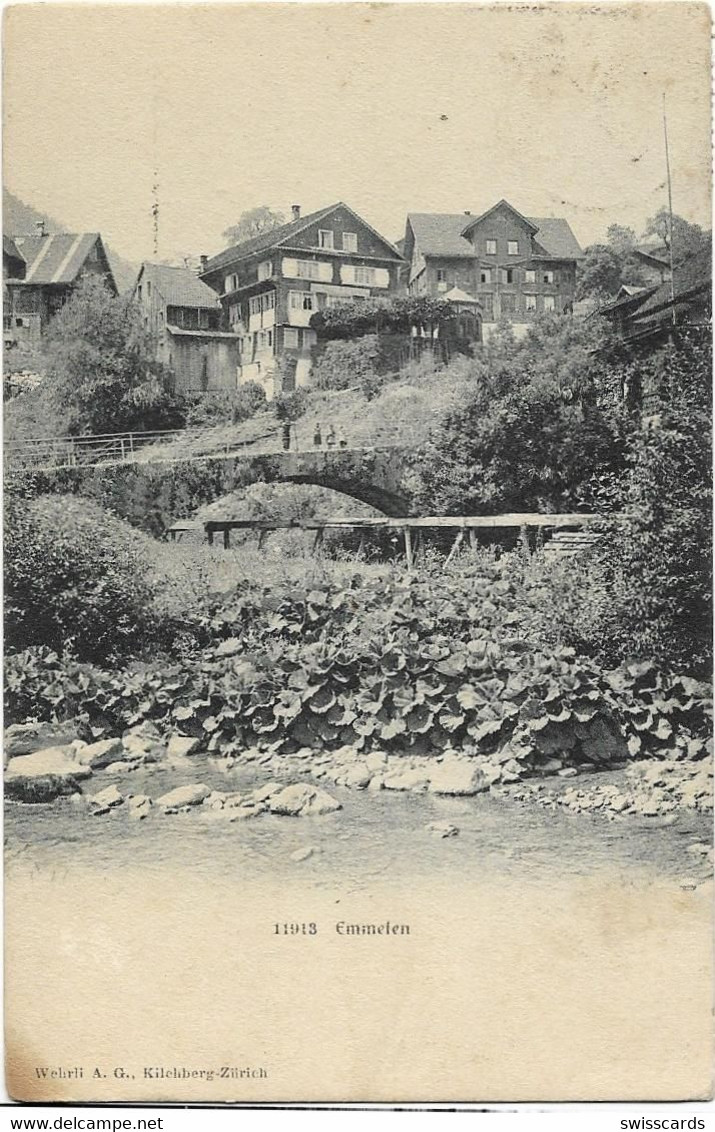 EMMETTEN: Dorfpartie Am Fluss 1906 - Emmetten