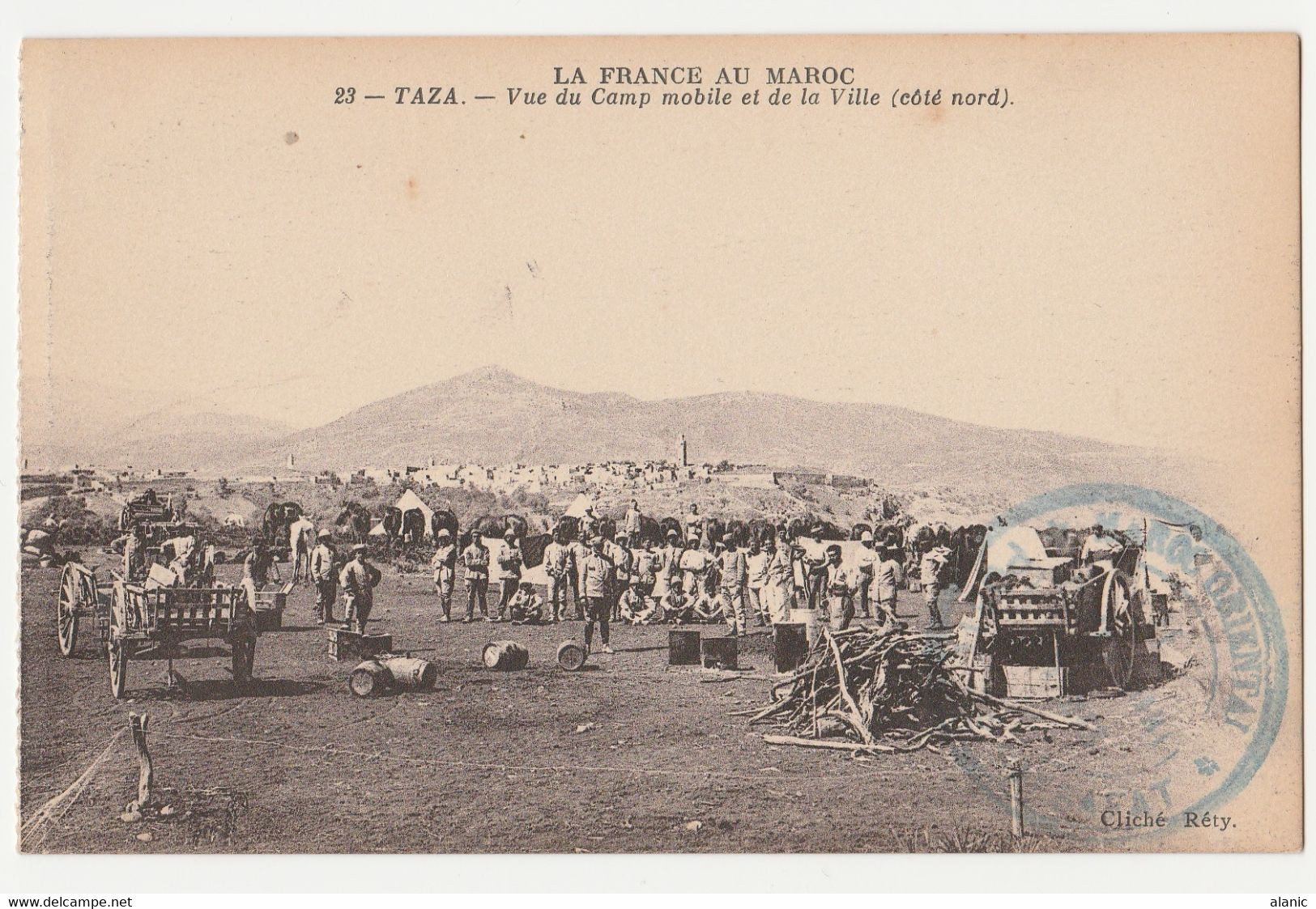 LA FRANCE AU MAROC TAZA      CAMP MOBILE   RARE  NON CIRCULEE+ TAMPON MILITAIRE  B - Guerres - Autres