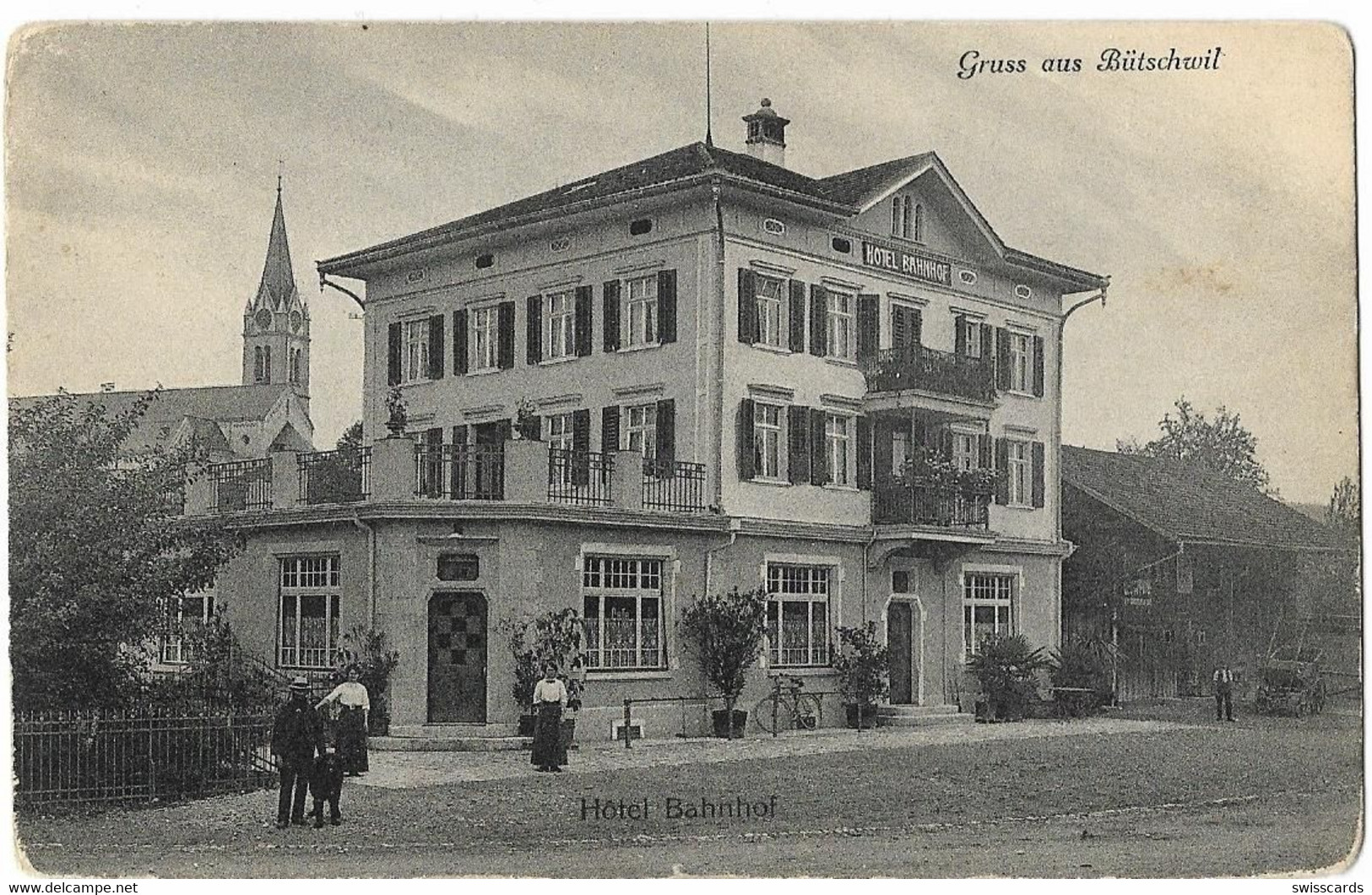 Gruss Aus BÜTSCHWIL: Hotel Bahnhof Animiert 1912 - Bütschwil-Ganterschwil