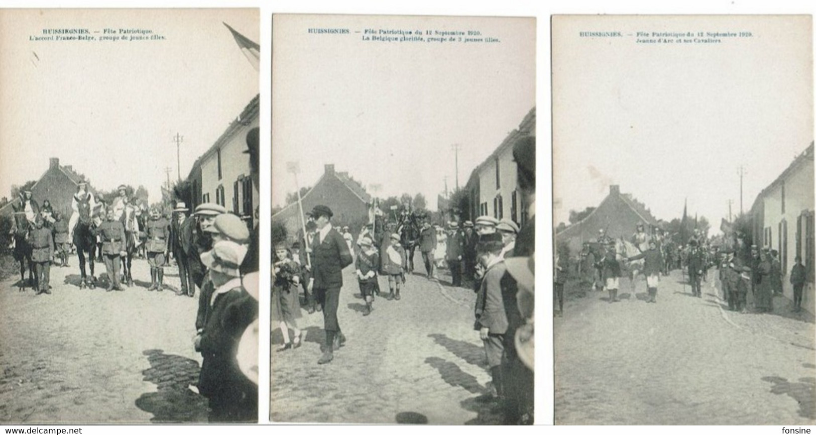 Hussignies - Fête Patriotique Du 12 Septembre 1920 - Photo + 3 Cartes Postales - Chièvres