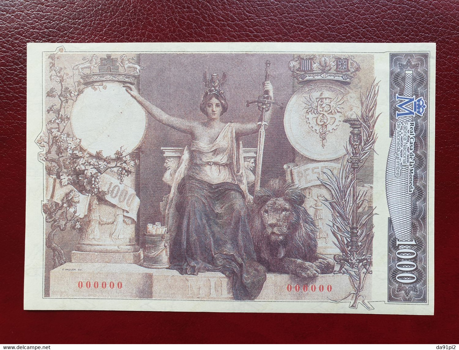 Billet Espagne 1000 Pesetas 1907 Reproduction Officielle F.N.M.T. - Other & Unclassified