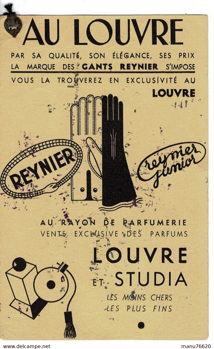 Buvard AU LOUVRE - Gants Reynier  - RARE - Perfumes & Belleza