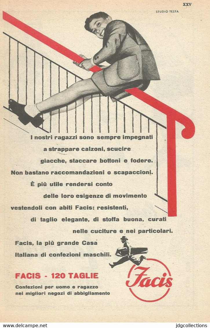 # ABITI FACIS 1950s Advert Pubblicità Publicitè Reklame Suits Vetements Vestidos Anzugen Clothing - 1940-1970 ...