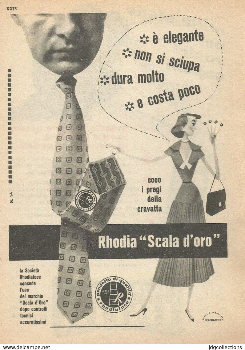 #  CRAVATTE SCALA D'ORO RHODIATOCE 1950s Advert Pubblicità Publicitè Reklame Ties Cravates Corbatas Krawatte - Cravates