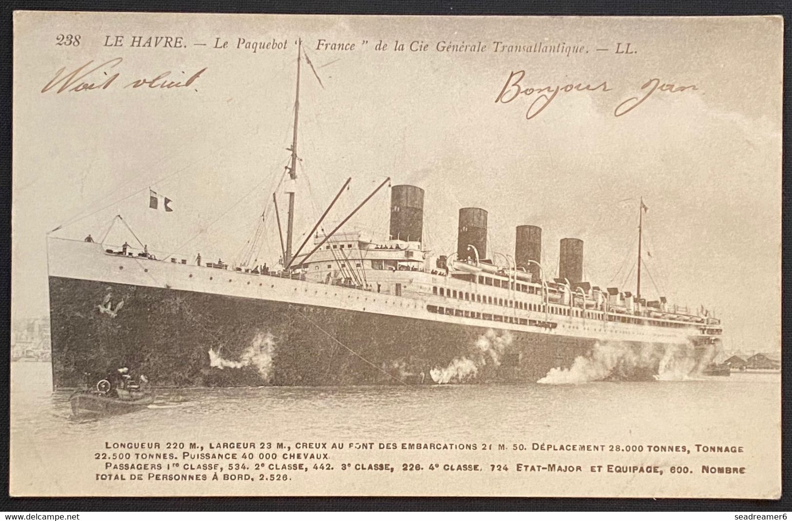 Carte Postale Du Paquebot France En Franchise Militaire Dateur Du Camp Du Ruchard Pour Un Travailleur RR - Belgisch Leger