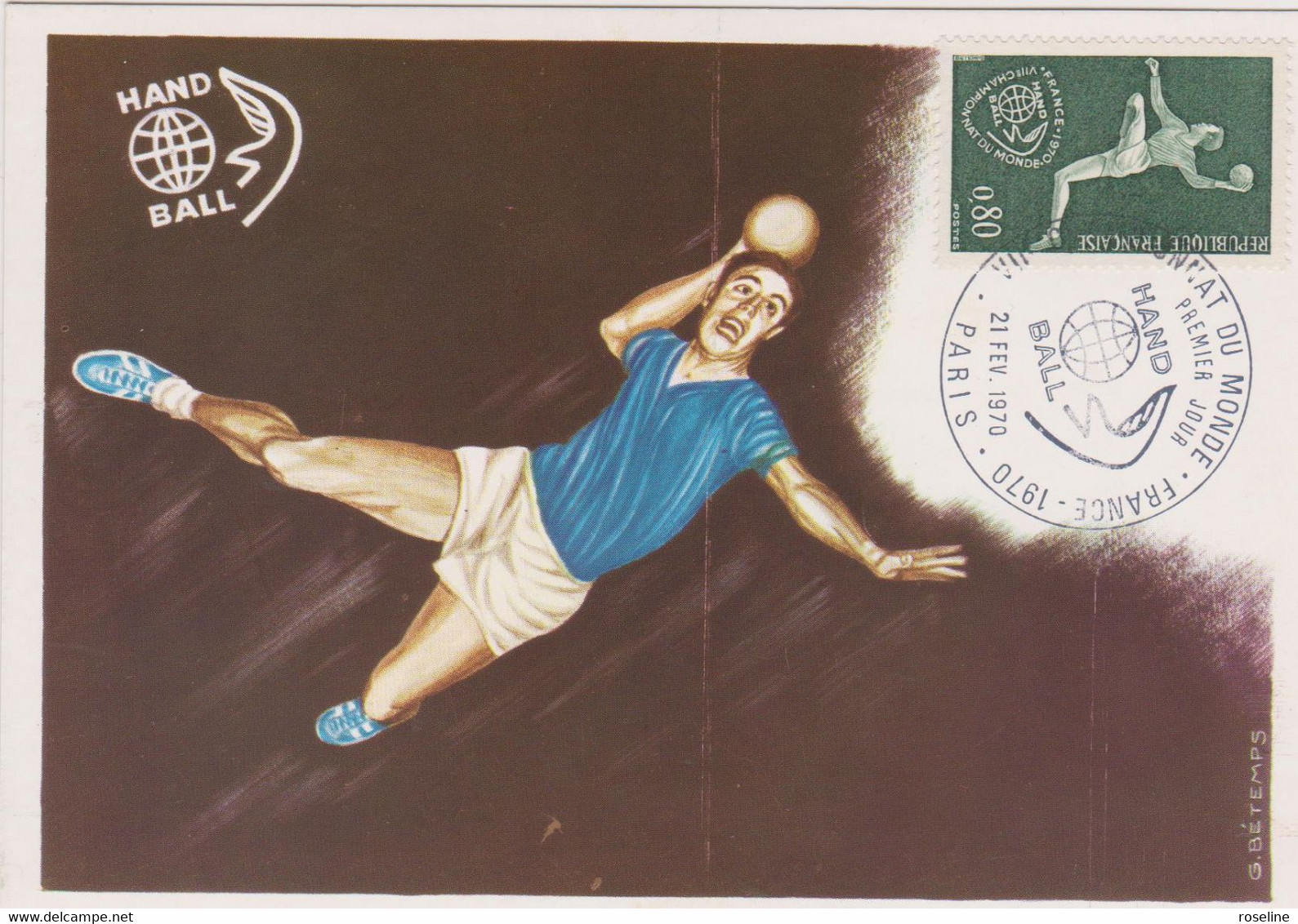 Illustration Betemps Hand Ball Championnat Monde Paris - CPM 10.5x15 TBE 1970 Affranchissement Philatelique Premier Jour - Handball