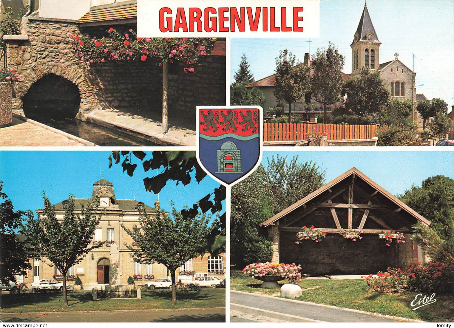 78 Gargenville Carte 4 Vues Lavoirs Eglise Mairie CPM Cachet Gargenville 1986 - Gargenville