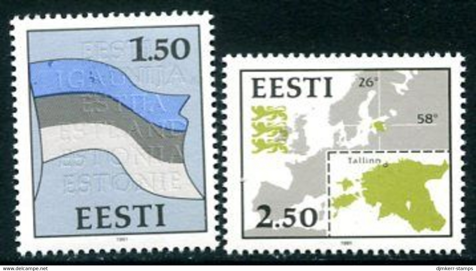 ESTONIA 1991 Flag And Map  MNH / **.  Michel 174-45 - Estonie