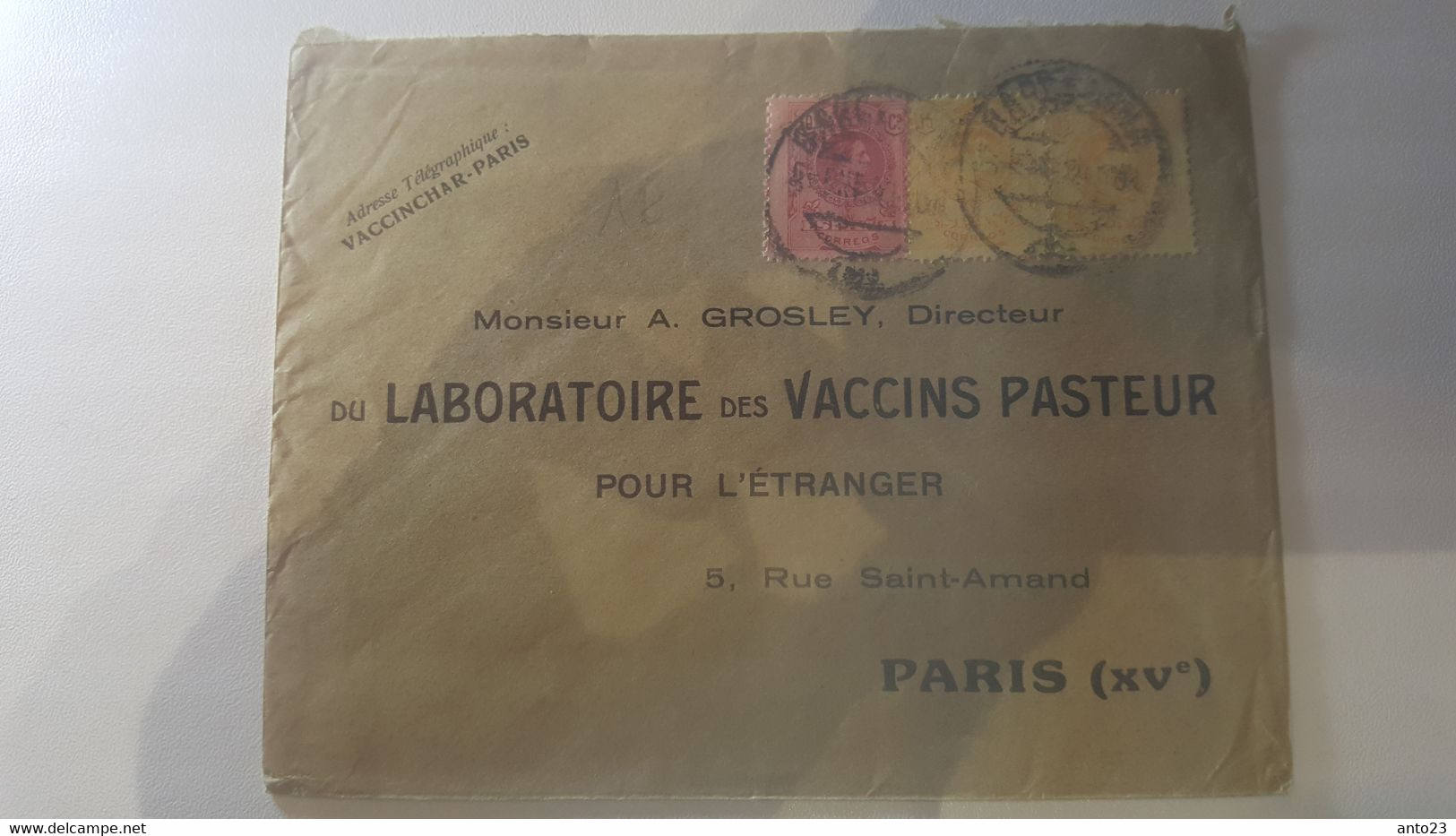 LETTRE ESPAGNE BARCELONE   15/1/1921 POUR PARIS FRANCE LABORATOIRE VACCINS PASTEUR Virus - Pharmacy