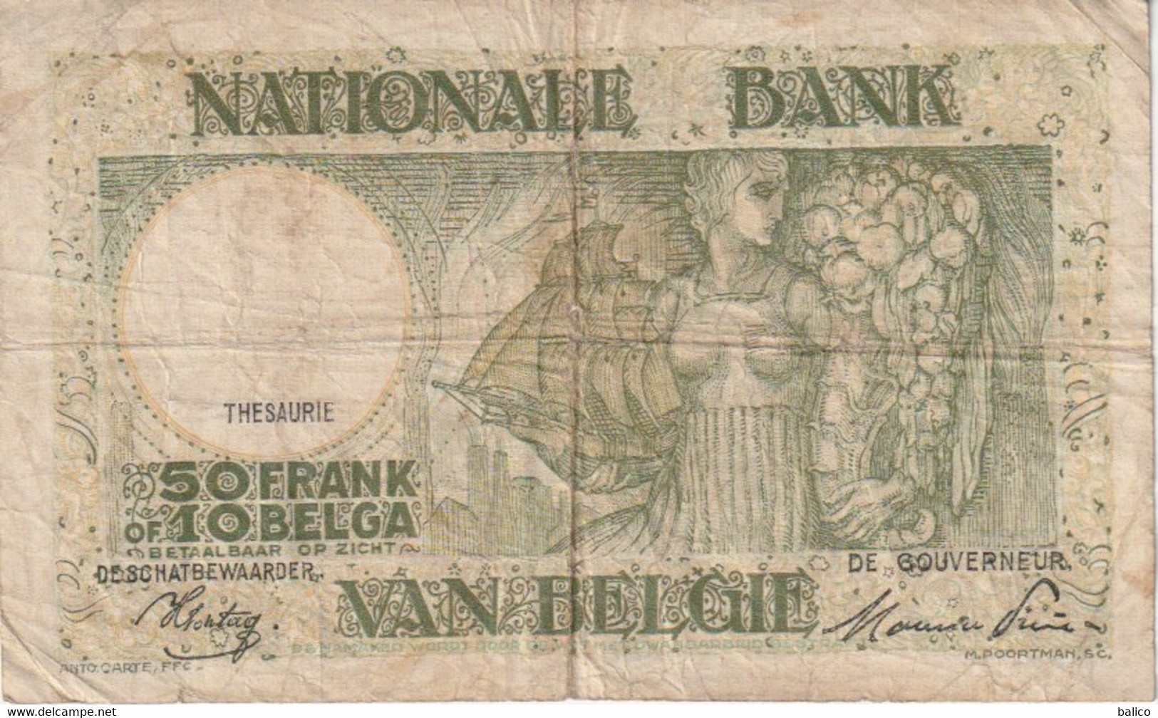 Nationale Bank - Van Belgie - 50 Frank Of 10 Belga - 26/12/1944 - 50 Francs