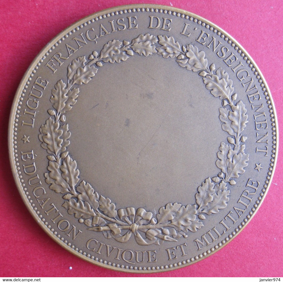 Médaille Ligue Française De L'Enseignement, Education Civique Et Militaire 1966 1881, Par Borrel En 1884 - Professionals/Firms