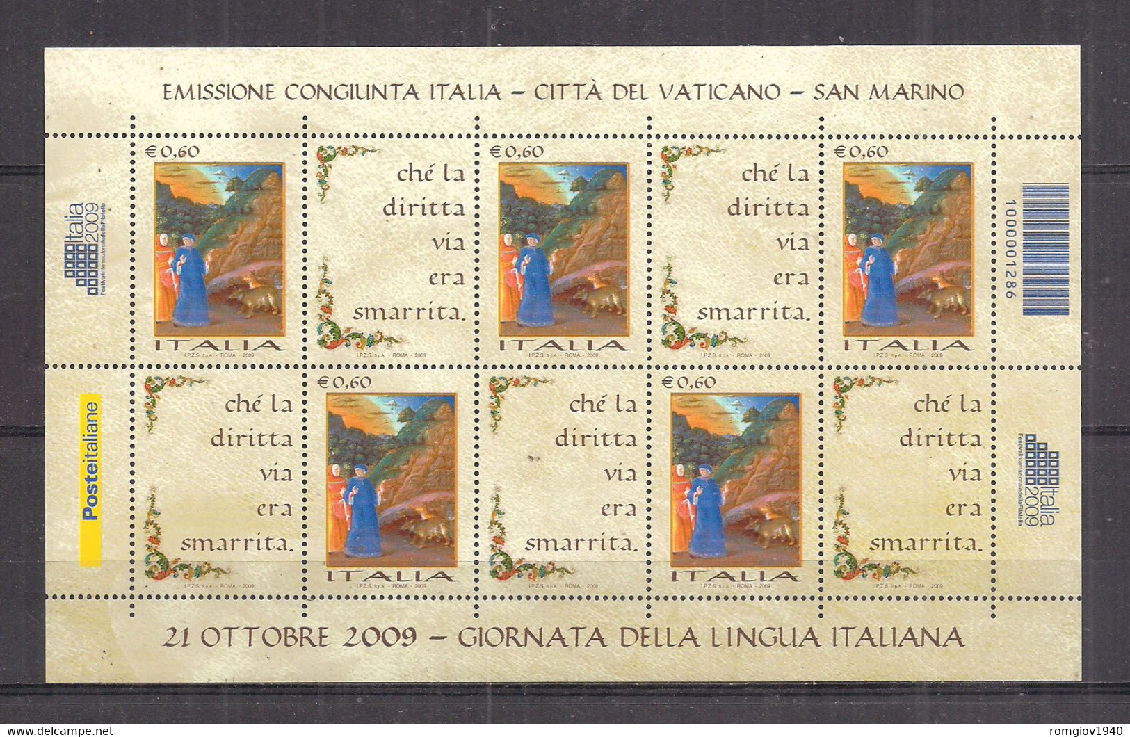 REPUBBLICA ITALIANA FOGLIETTI  2009 FESTIVAL INTERNAZIONALE DELLA FILATELIA ITALIA 2009 SASS. 57 MNH XF - Blocks & Sheetlets