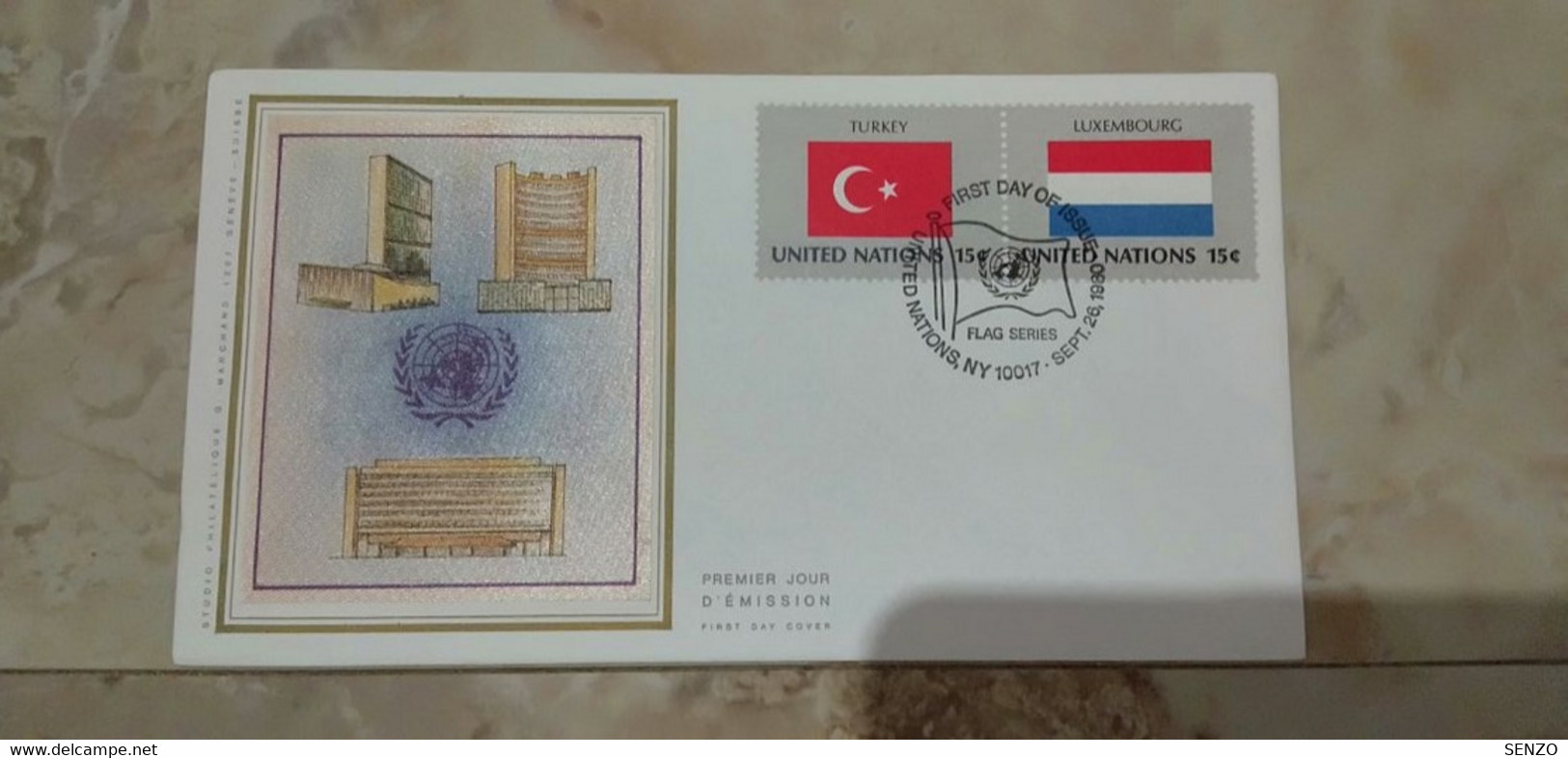 ENVELOPPE TIMBRÉE 2 TIMBRE NATIONS UNIES TURKEY ET LUXEMBOURG 1980 - Sonstige & Ohne Zuordnung