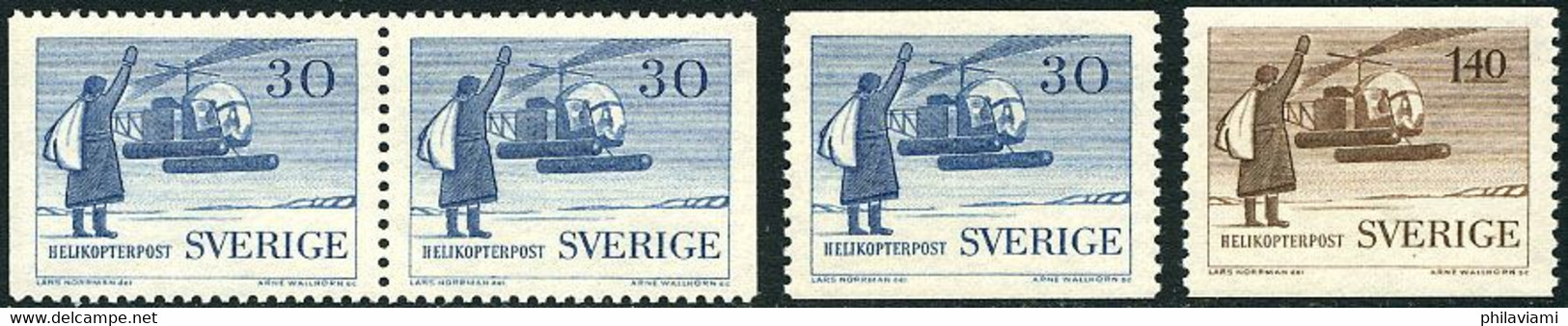 Suède Sweden Schweden 1958 Mail By Helicopter Bell 47 G Trooper (Yvert PA 8, Michel 421, SG Gibbons 396) - Hélicoptères