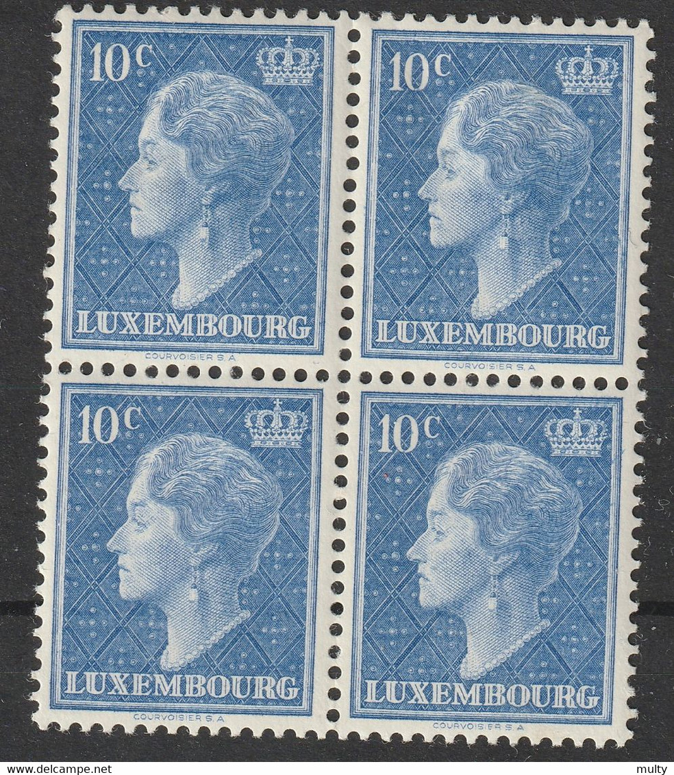 Luxemburg Y/T 413B (**) In Blok Van 4. - 1948-58 Charlotte De Profil à Gauche
