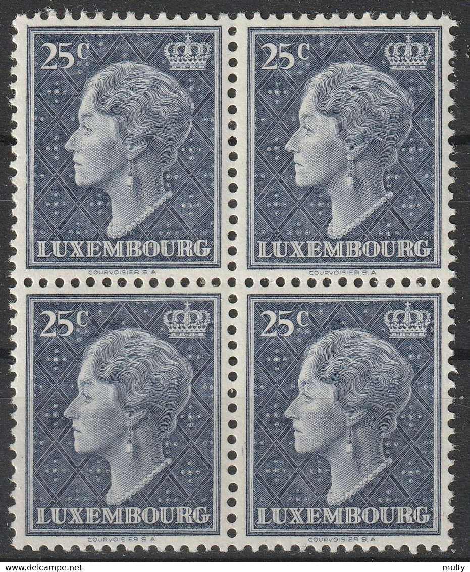 Luxemburg Y/T 415 (**) In Blok Van 4. - 1948-58 Charlotte De Profil à Gauche