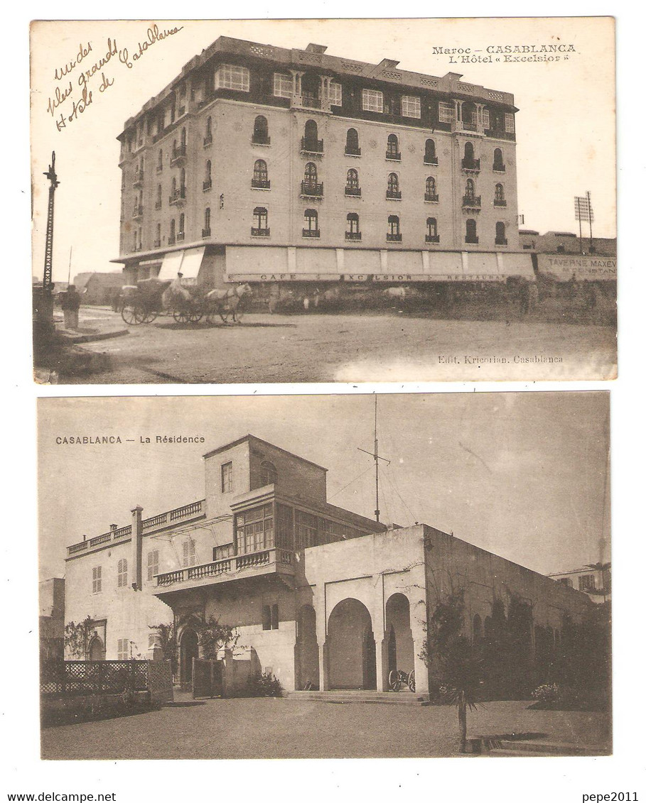 Lot De 2 CPA  Maroc - CASABLANCA - La Résidence + L'Hôtel Excelsior - Casablanca