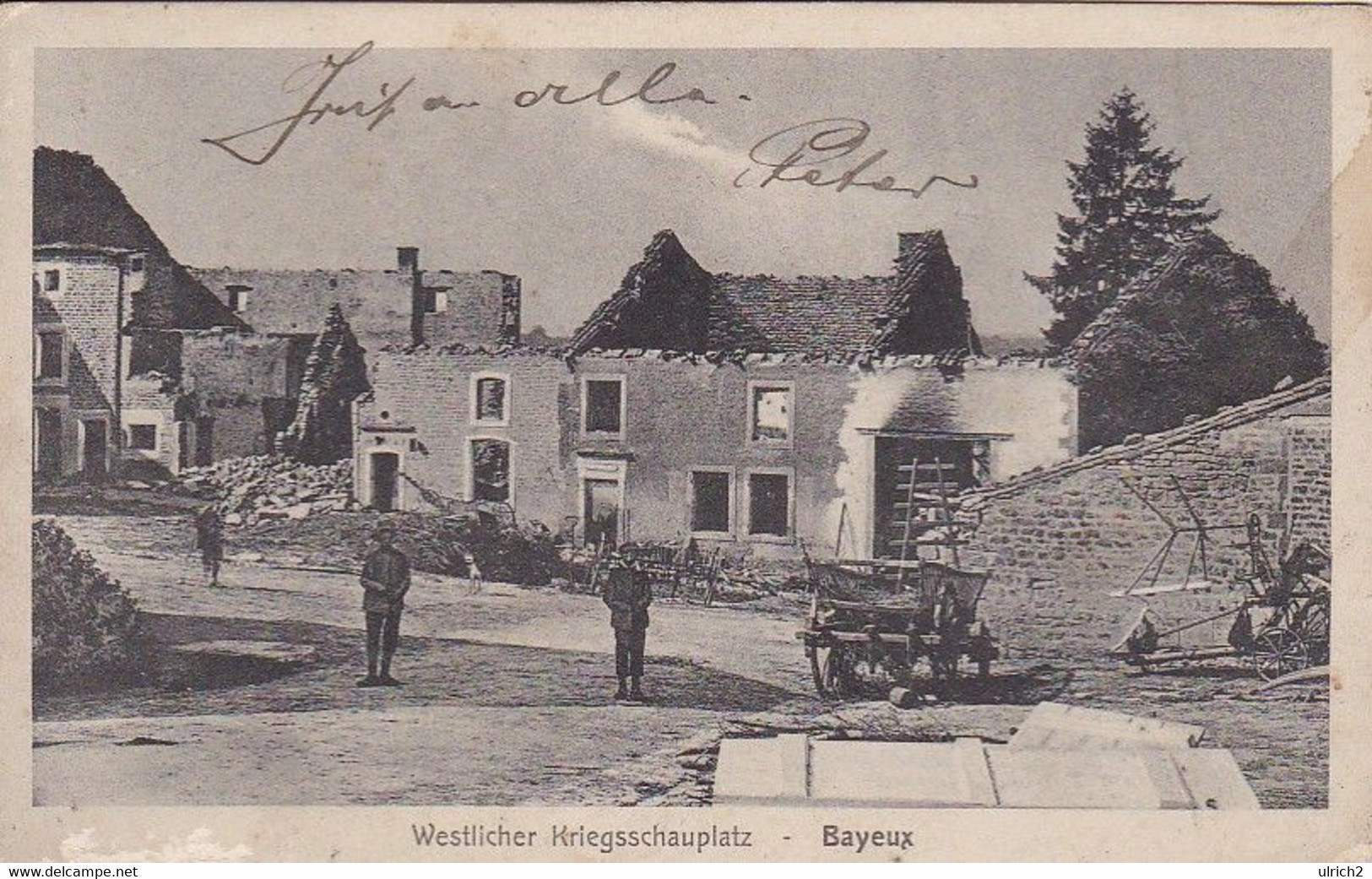 AK Bayeux - Deutsche Soldaten Vor Ruinen - Feldpost Landst.-Inf.-Ers.-Batl. V Saarlouis XVI. 10 - 1. WK (53255) - Bayeux