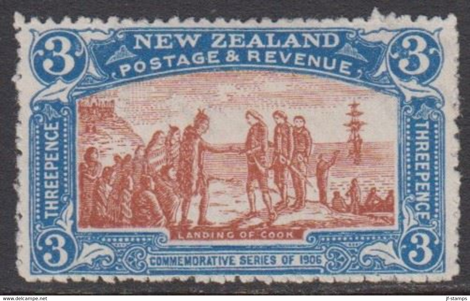 1906. New Zealand.  COMMEMORATIVE SERIES OF 1906 THREE PENCE  Hinged. (MICHEL 116) - JF411435 - Ongebruikt