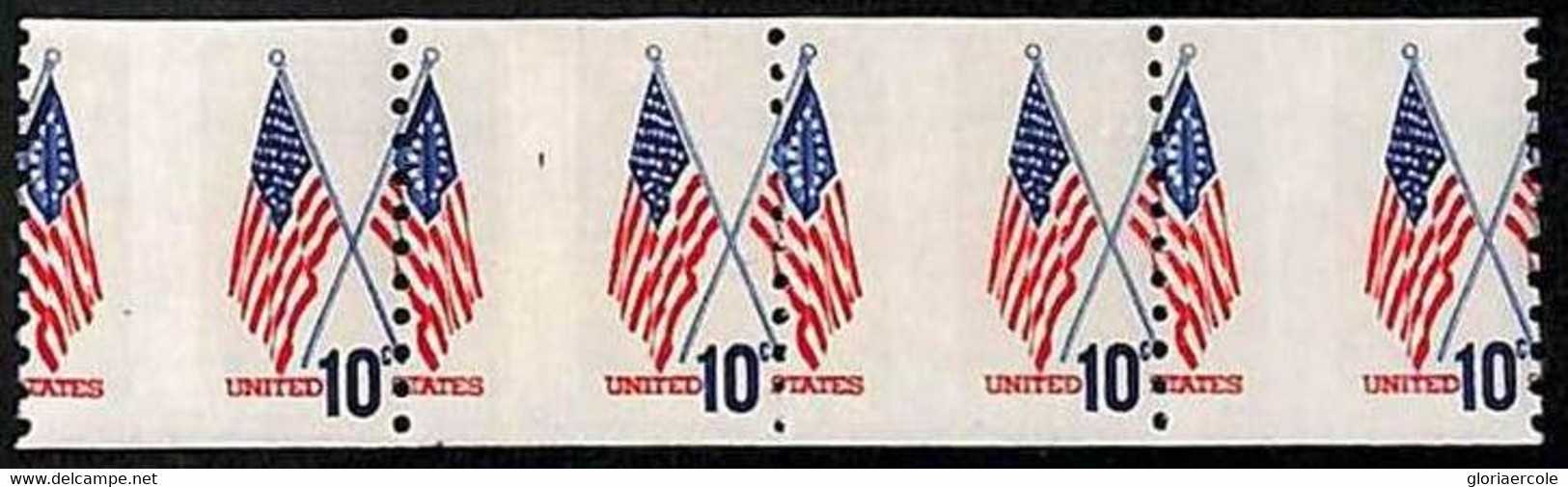 94785c - USA - STAMPS - SC # 1519  MISSPERF Strip Of Four - MNH   Flags - Varietà, Errori & Curiosità