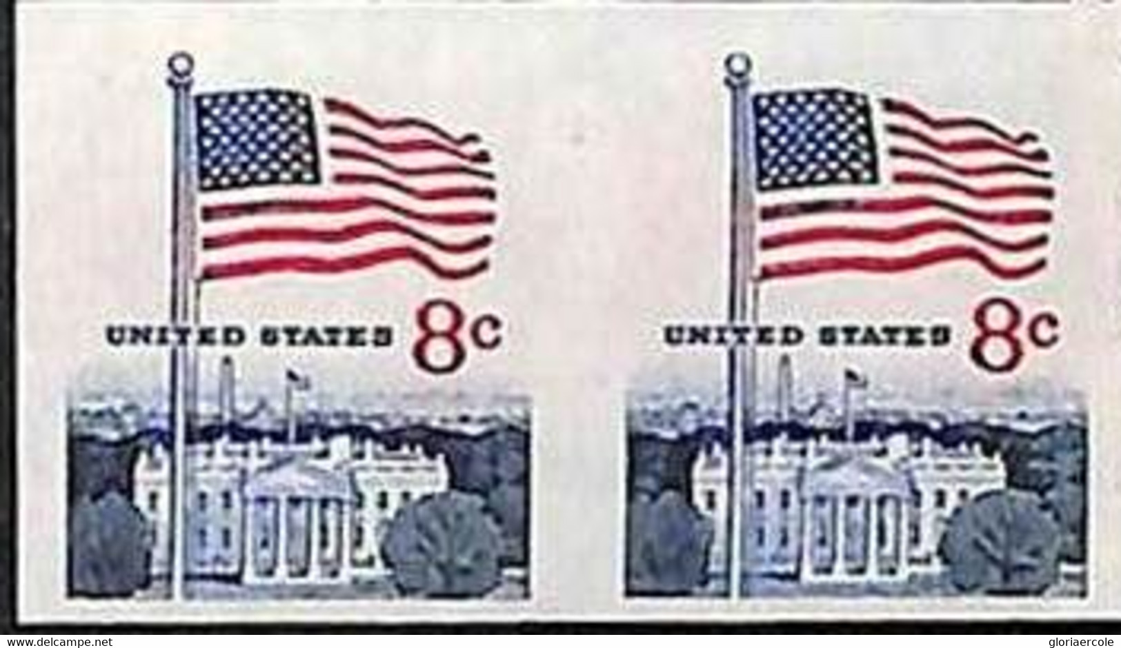 94800a -  USA - STAMPS - SC #  1338Gh  IMPERF PAIR - MNH Flags WHITE HOUSE - Abarten & Kuriositäten