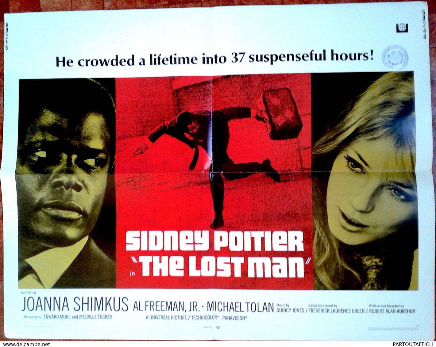 Affiche Orig Américaine L'HOMME PERDU 1969 Sidney POITIER Quincy Jones HALF SHEET 55x71 Cm - Affiches & Posters