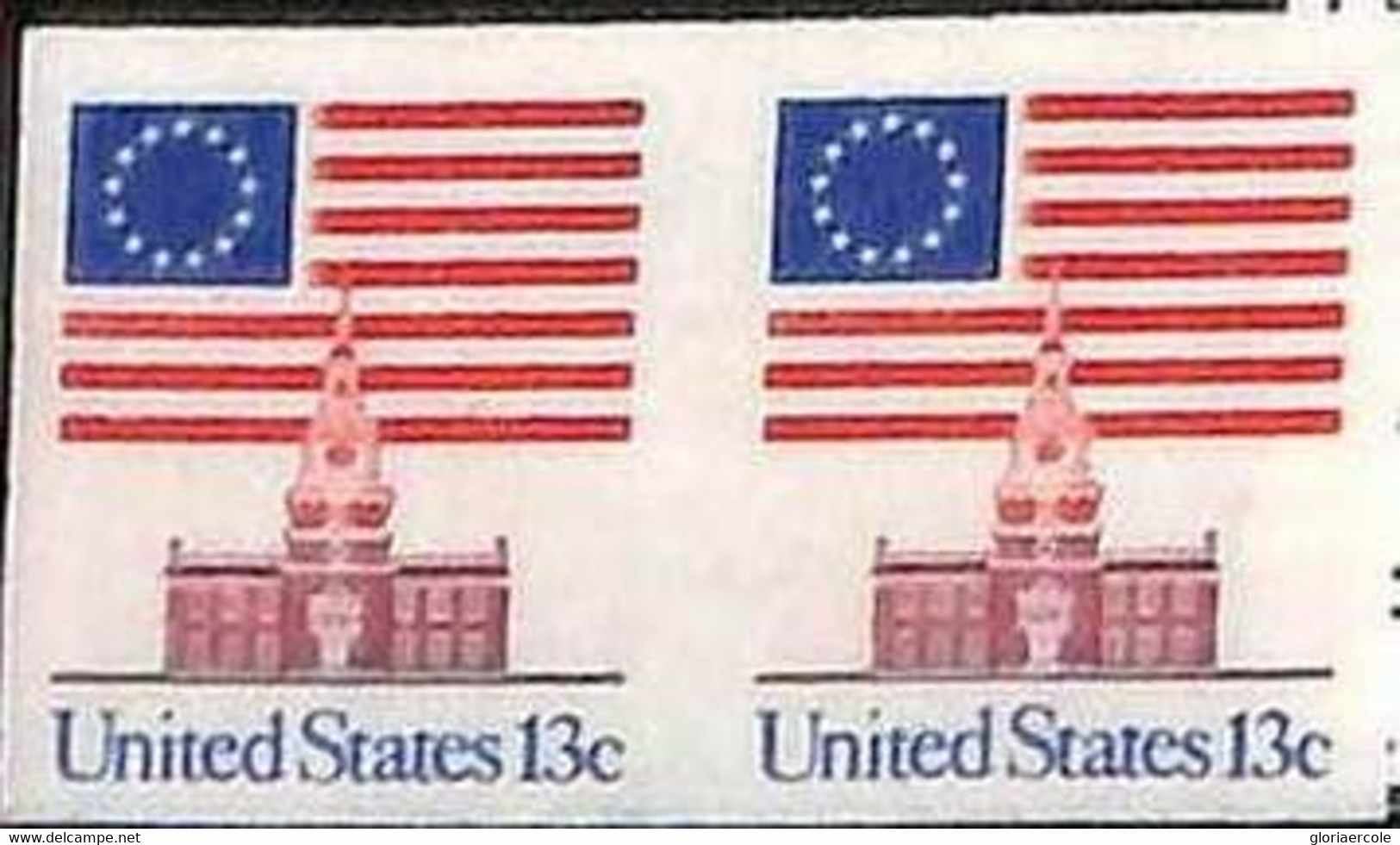 94807e -  USA - STAMPS - SC #  1625a  IMPERF PAIR - MNH Flags ARCHITECTURE - Varietà, Errori & Curiosità